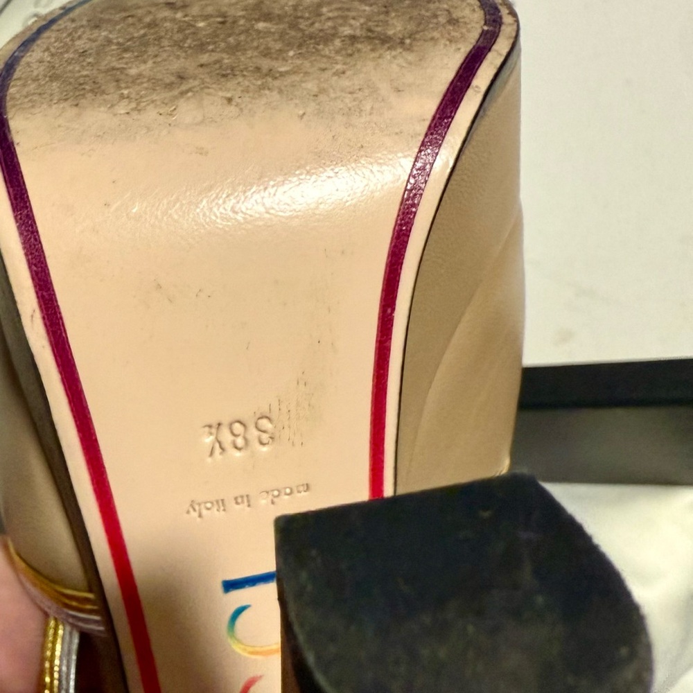 Gucci Beige and Yellow Strappy Heels - Picture 3 of 3